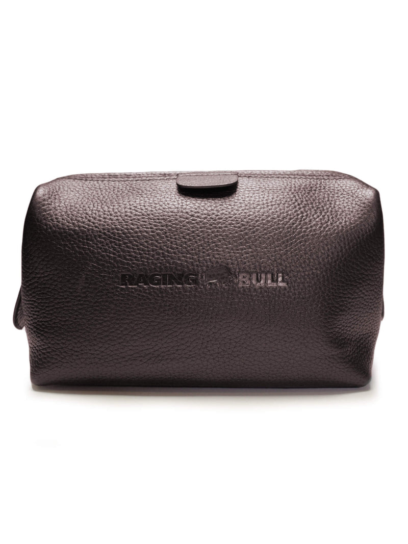 Leather Wash Bag - Brown