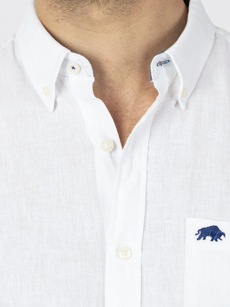 Short Sleeve Classic Linen Shirt - White