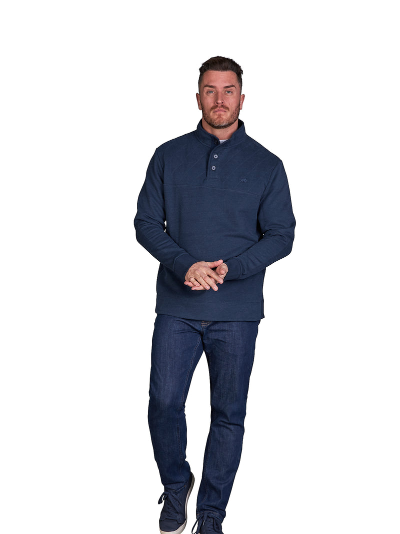 Classic Button Up Sweat - Navy