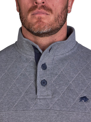 Classic Button Up Sweat - Grey Marl