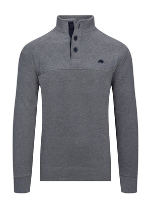Classic Button Up Sweat - Grey Marl