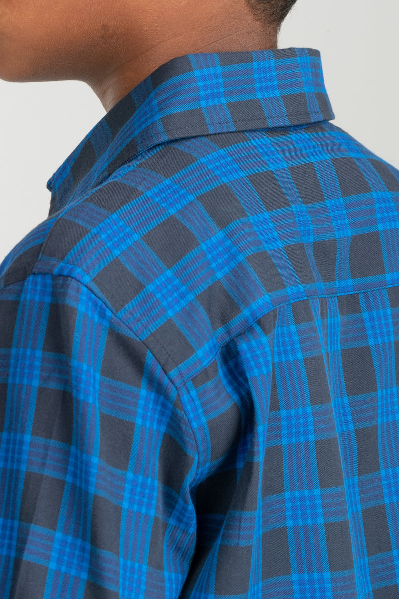 Checked Shirt Brushed Twill Cobalt