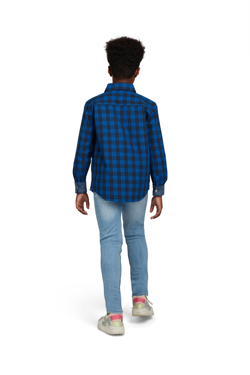 Checked Shirt Brushed Twill Cobalt