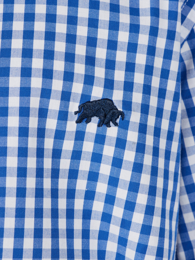 Signature Short Sleeve Gingham Shirt - Navy