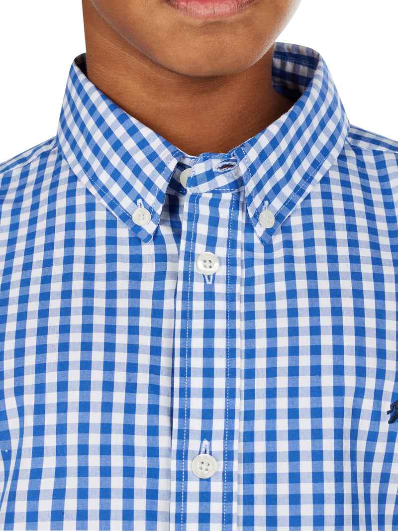 Signature Short Sleeve Gingham Shirt - Navy