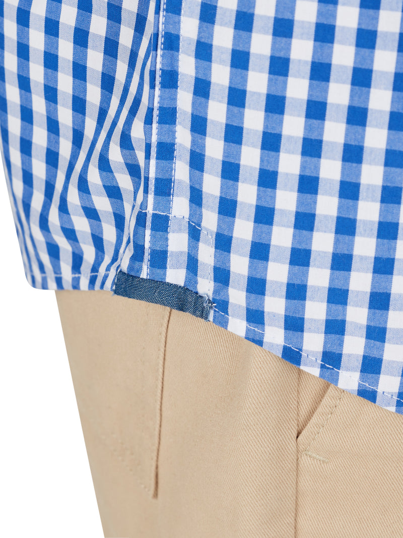 Signature Short Sleeve Gingham Shirt - Navy