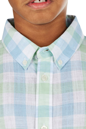 Short Sleeve Multi Check Shirt - Mint