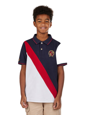 Diagonal Stripe Polo - Navy