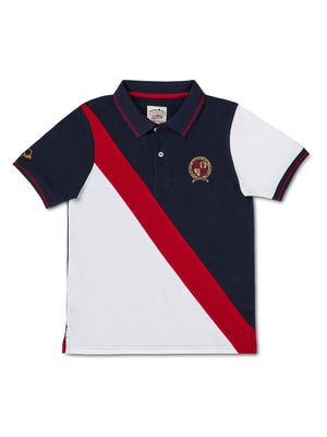 Diagonal Stripe Polo - Navy