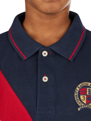 Diagonal Stripe Polo - Navy