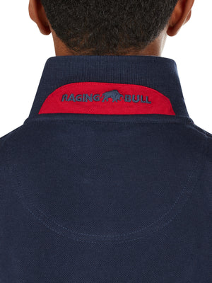 Diagonal Stripe Polo - Navy