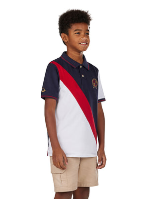 Diagonal Stripe Polo - Navy