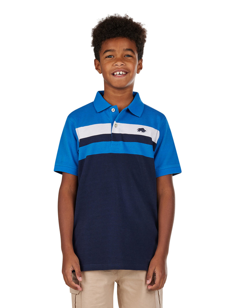 Contrast Chest Stripe Polo - Cobalt Blue
