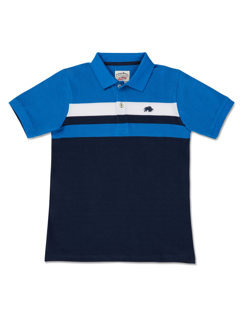 Contrast Chest Stripe Polo - Cobalt Blue