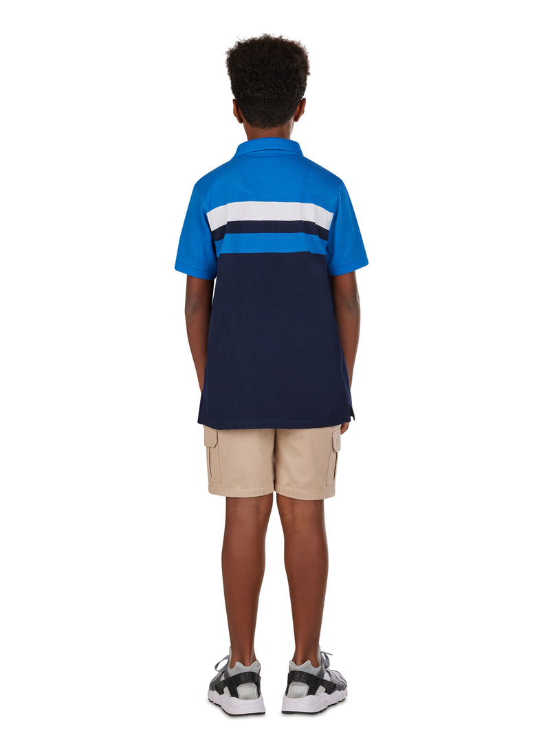 Contrast Chest Stripe Polo - Cobalt Blue