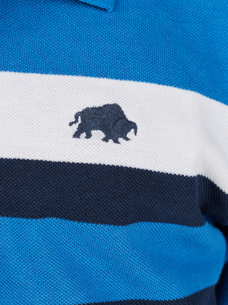 Contrast Chest Stripe Polo - Cobalt Blue