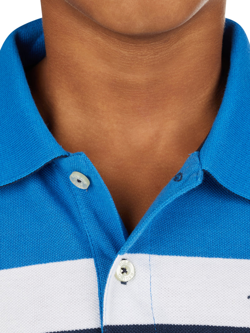 Contrast Chest Stripe Polo - Cobalt Blue