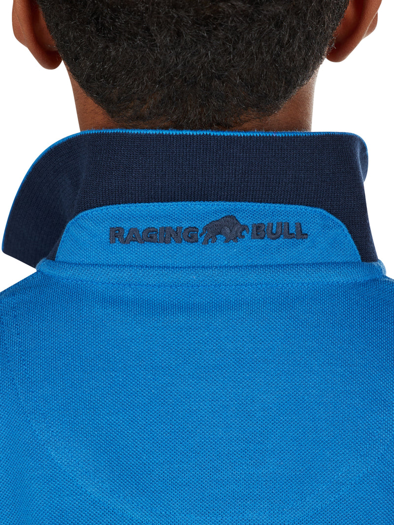 Contrast Chest Stripe Polo - Cobalt Blue