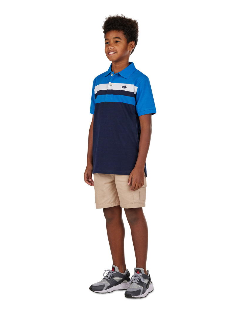 Contrast Chest Stripe Polo - Cobalt Blue