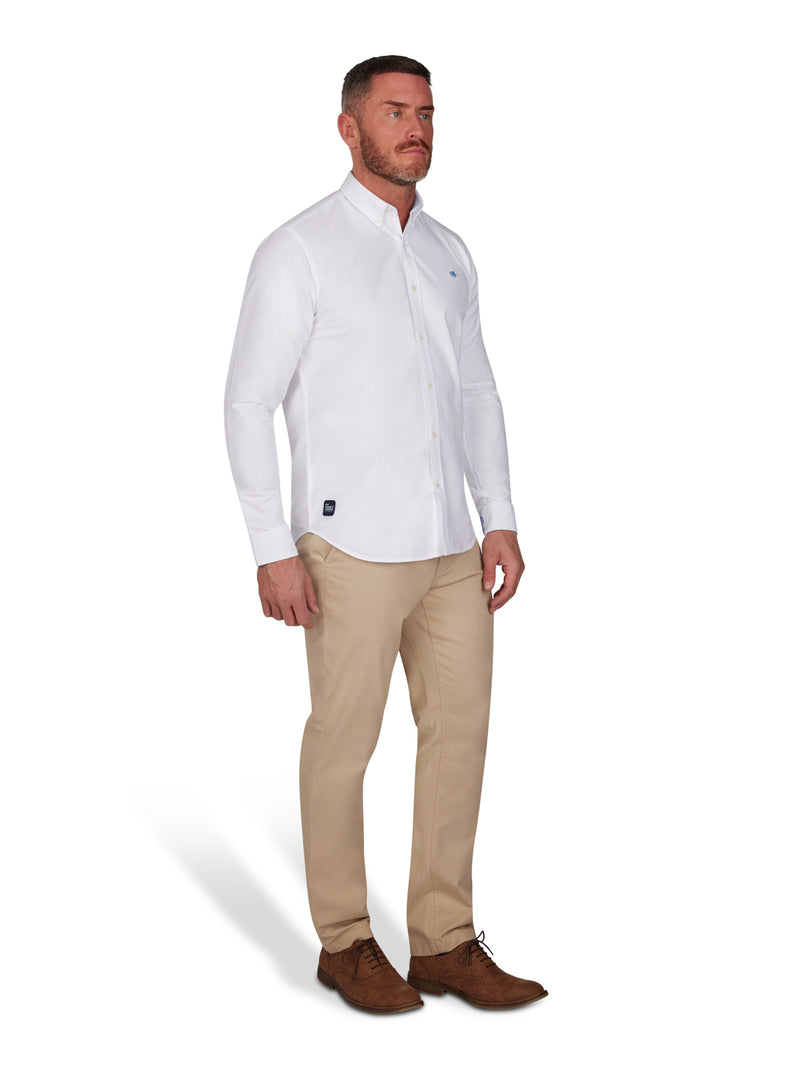 MNDF Long Sleeve Classic Oxford Shirt - White