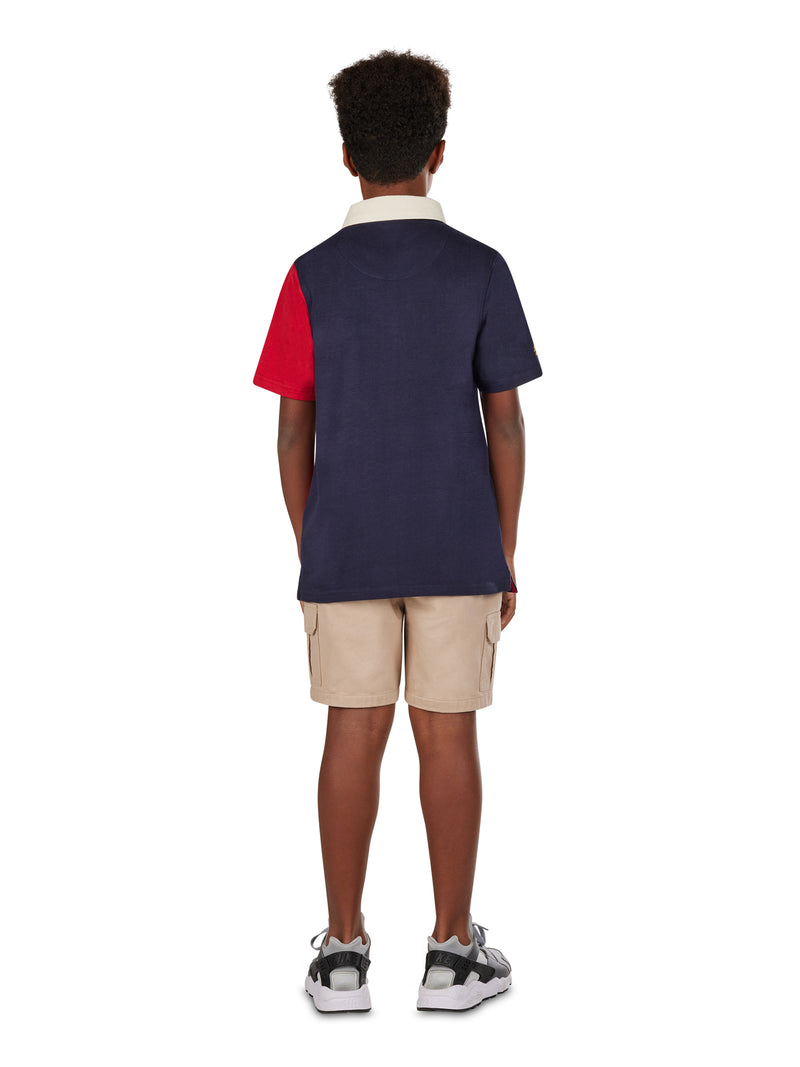 Short Sleeve Harlequin Embroidered Rugby - Red