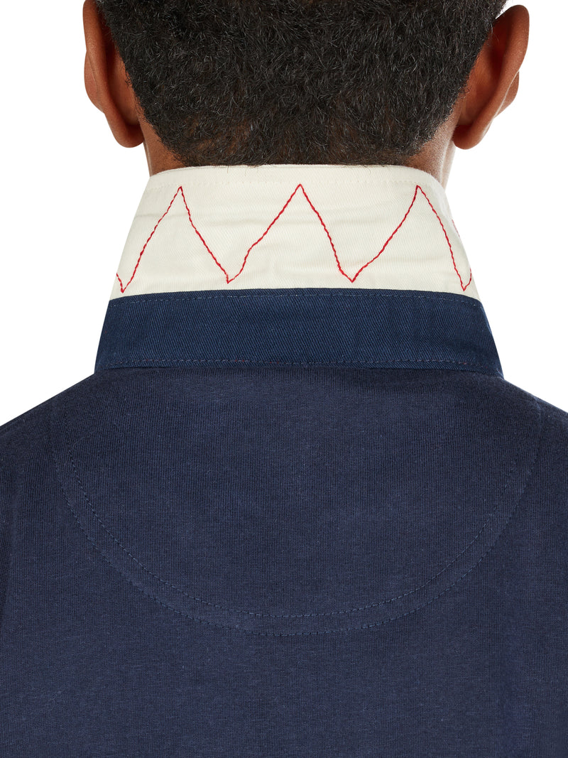 Short Sleeve Harlequin Embroidered Rugby - Red