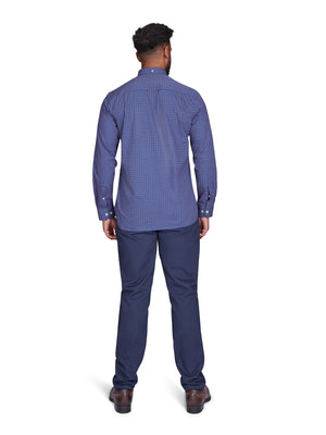 Long Sleeve Geo Print Shirt - Navy