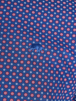 Long Sleeve Geo Print Shirt - Navy