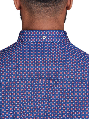 Long Sleeve Geo Print Shirt - Navy
