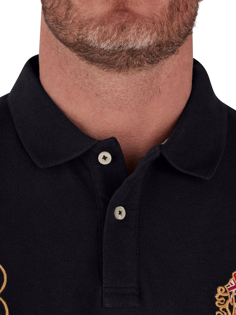 Heritage Crest Pique Polo - Black