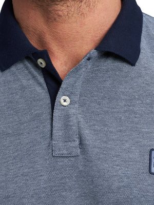 2 Tone Pique Polo - Navy