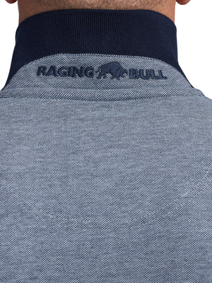 2 Tone Pique Polo - Navy
