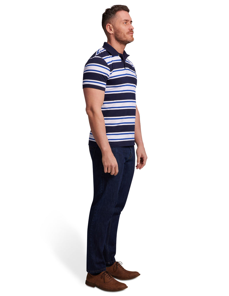 Stripe Polo - Navy