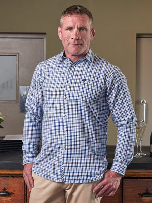Long Sleeve Brushed Cotton Gingham Shirt - Sky Blue