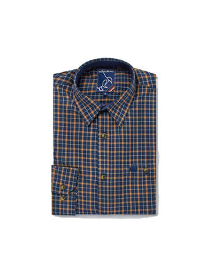 Long Sleeve Brushed Cotton Tattersall Shirt - Navy