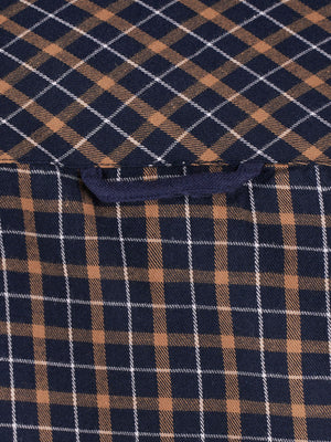 Long Sleeve Brushed Cotton Tattersall Shirt - Navy