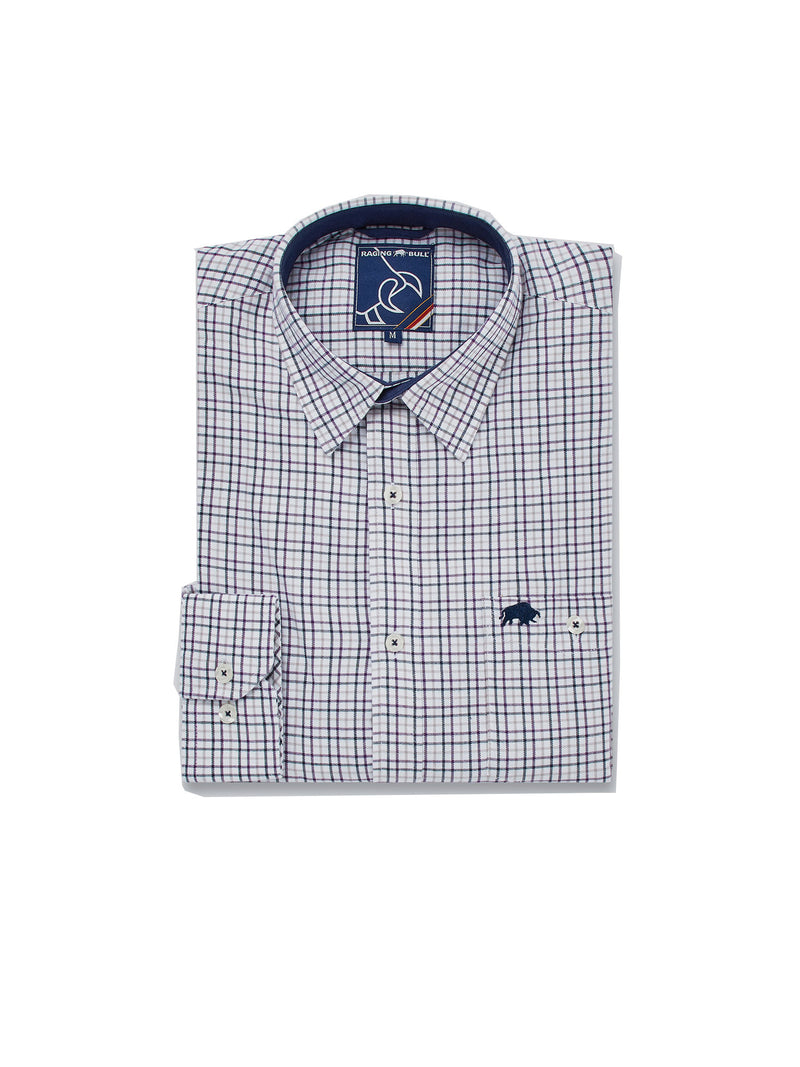 Long Sleeve Brushed Twill Tattersall Shirt - Purple