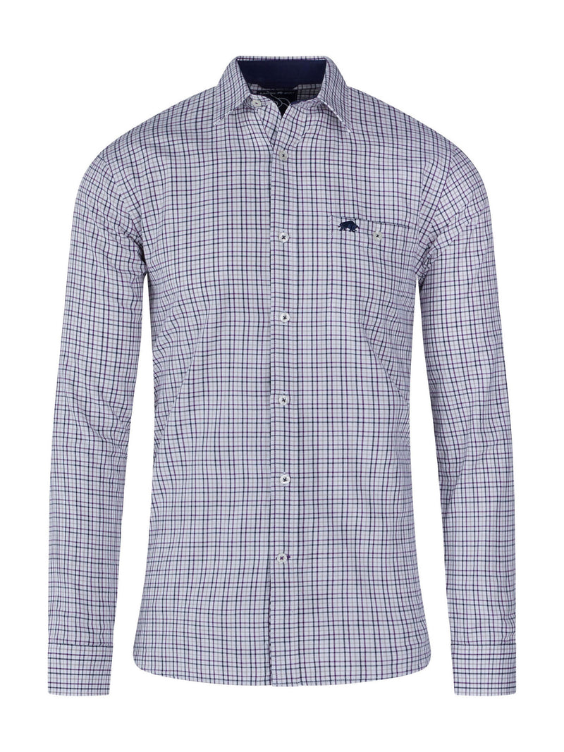 Long Sleeve Brushed Twill Tattersall Shirt - Purple