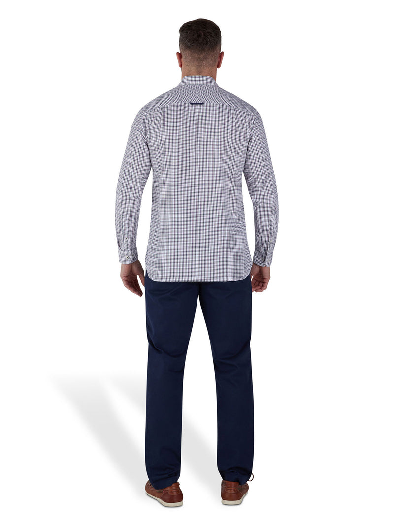 Long Sleeve Brushed Twill Tattersall Shirt - Purple