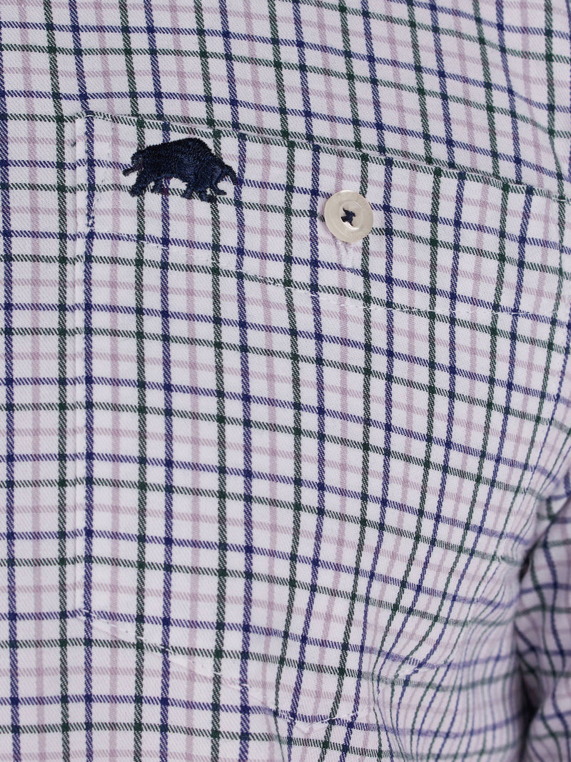 Long Sleeve Brushed Twill Tattersall Shirt - Purple