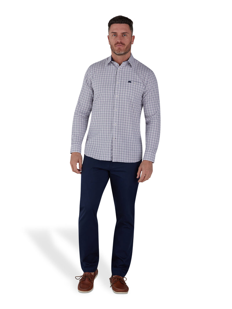 Long Sleeve Brushed Twill Tattersall Shirt - Purple