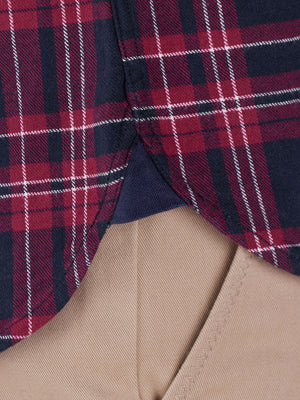Long Sleeve Heavy Brushed Twill Plaid Shirt - Claret