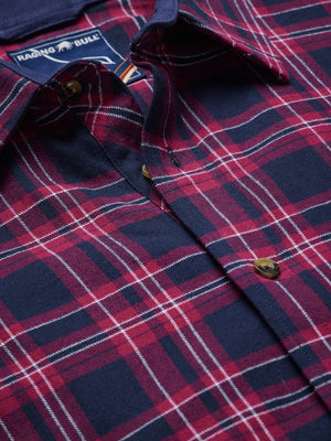 Long Sleeve Heavy Brushed Twill Plaid Shirt - Claret