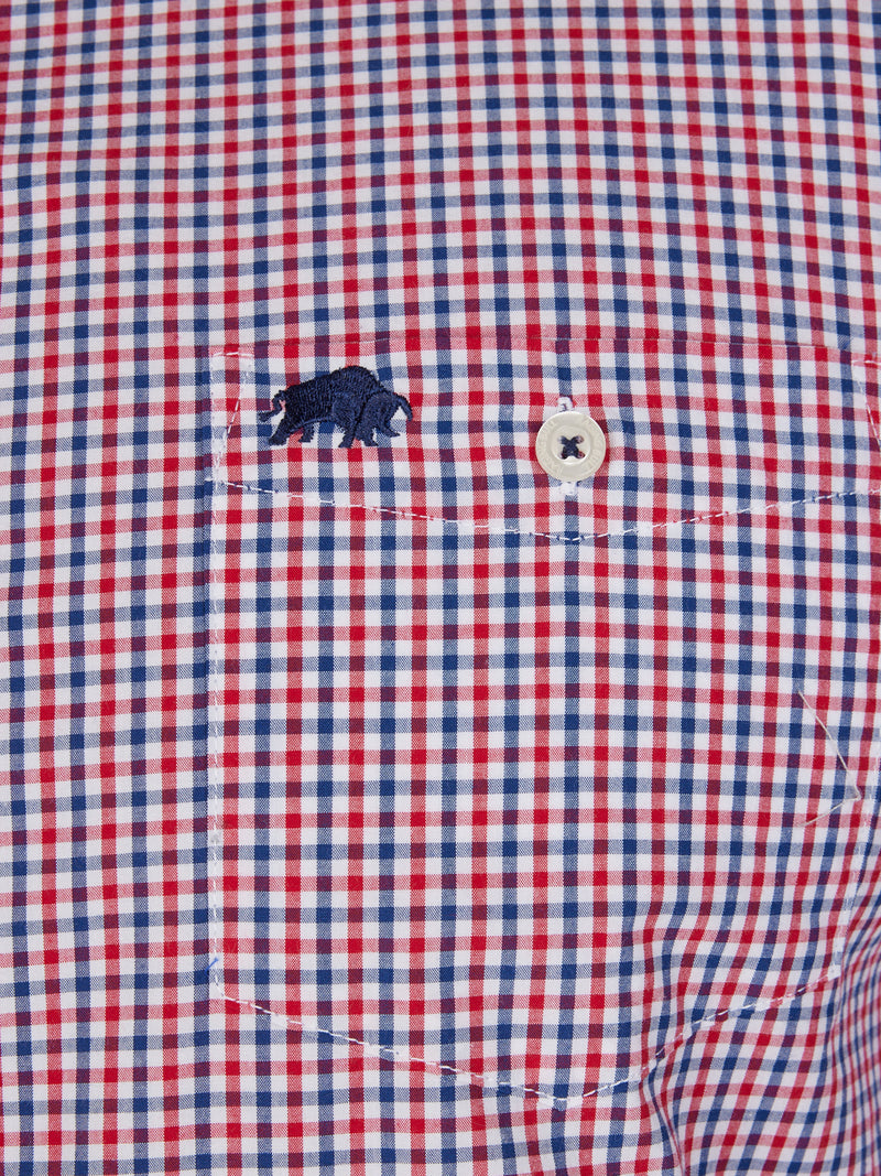 Long Sleeve Multi Gingham Shirt - Red