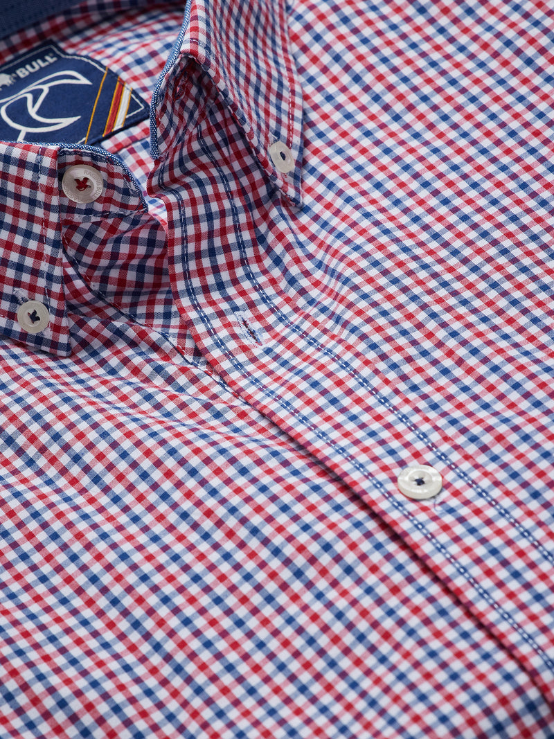 Long Sleeve Multi Gingham Shirt - Red