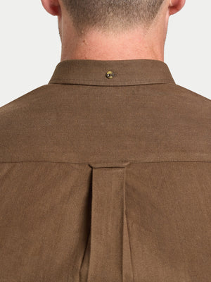 Long Sleeve Brushed Two Tone Bold Herringbone Shirt - Brown