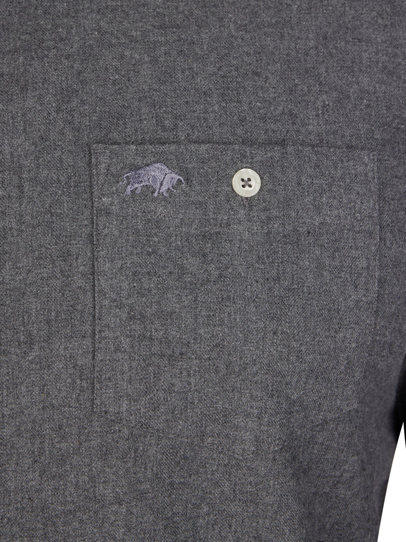 Long Sleeve Brushed Twill Shirt - Grey Marl