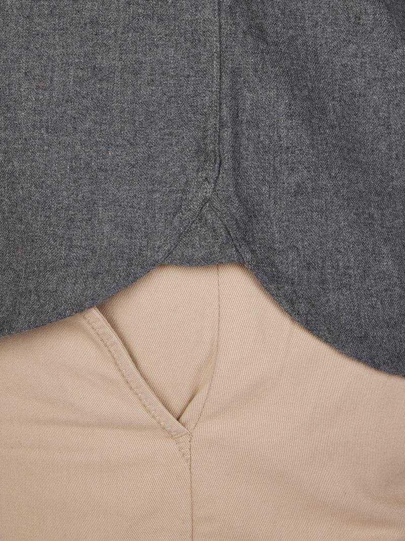 Long Sleeve Brushed Twill Shirt - Grey Marl
