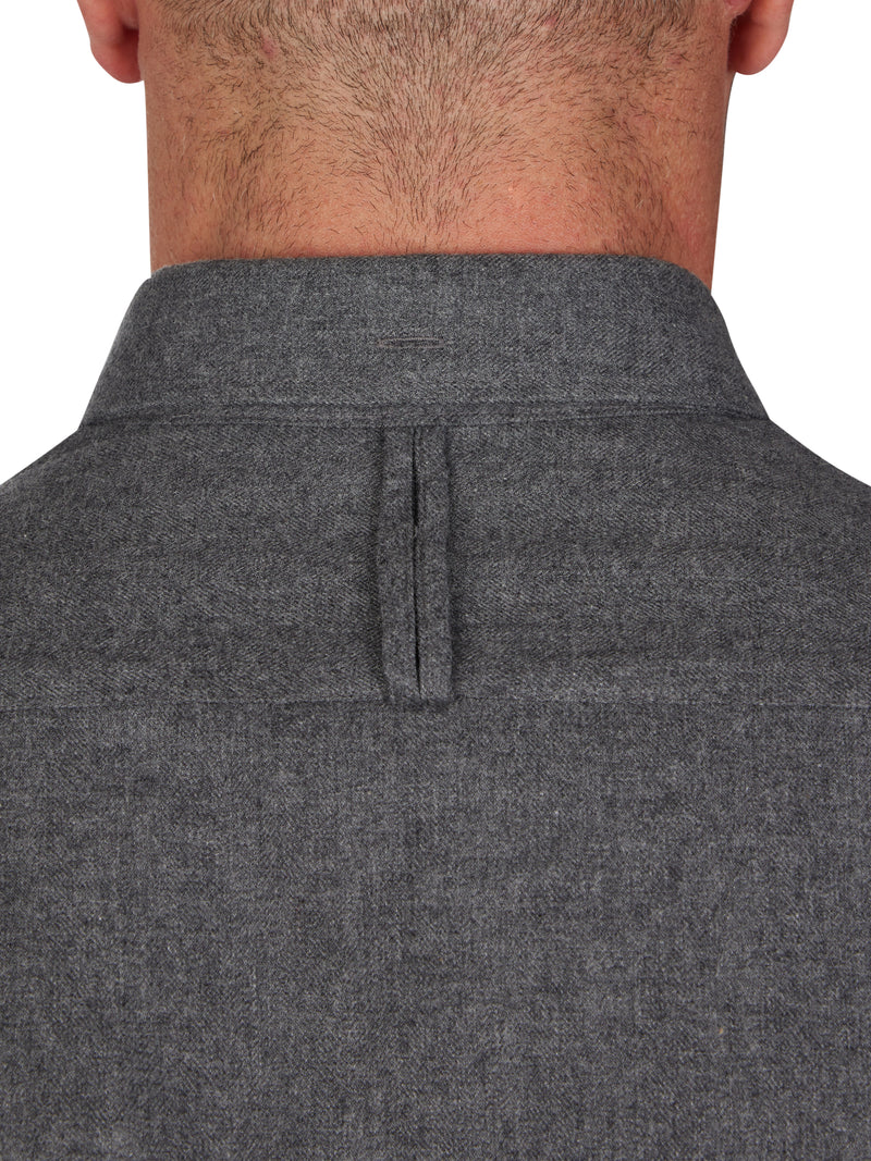 Long Sleeve Brushed Twill Shirt - Grey Marl