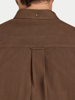 Long Sleeve Brushed Two Tone Bold Herringbone Shirt - Brown
